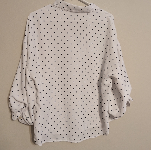 Ann Taylor Polka Dot 3/4 Sleeve Blouse - Picture 3 of 7